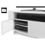 BDI Sweep Media Console (8438) in Satin White With Left Door Open